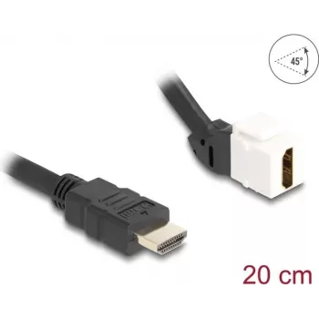DeLOCK Keystone modulis, HDMI vīrietis-mātīte, 45° leņķis, 8K 60 Hz, 20 cm, melns