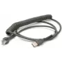 Honeywell USB kabelis, spirālveida, garums 2,9 m, melns, priekš Voyager/Fusion/Focus (53-53235-N-3)