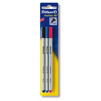 Pelikan Fineliner 96 Fine Black Blue Red 3 gab 0,4 mm