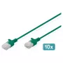 DIGITUS CAT 6 U-UTP Slim savienojuma kabelis, 0,3 m, zaļš, 10 gab. iepakojumā