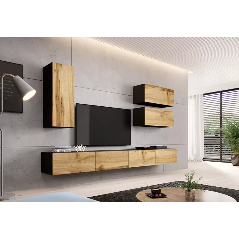 Cama TV stand VIGO 140 30/140/40 Melns/wotan oak