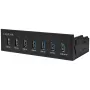 LogiLink USB 3.0 7-portu iekšējais centrmezgls 5.25 collu nodalījumam ar ātrās uzlādes portu