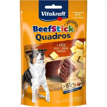 Suns kārums Vitakraft Beef Stick Quadros 70 g — hipoalerģiska cūkgaļas uzkoda, bez lipekļa, bez cukura