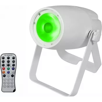 LED prožektors EUROLITE PST-10 QCL 10W RGBW — kompakts skatuves/studijas gaismeklis ar pilnu krāsu spektru
