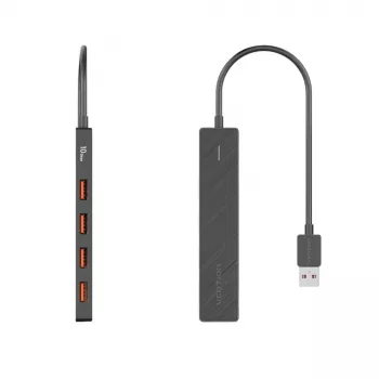 USB 3.2 Gen 2 5-in-1 Daudzportu Hubs Vention CHOBB — 5 porti (4× USB 3.2 Gen 2 Type-A, 1× USB 3.2 Gen 1 Type-A), 0,15 m, ABS, melns