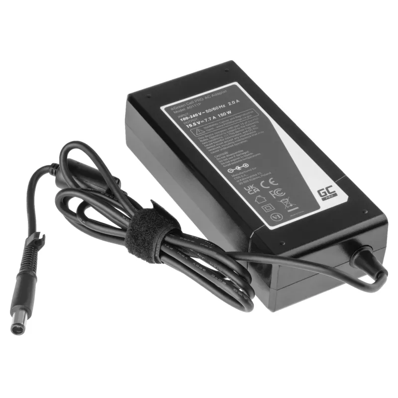 Strāvas adapteris Green Cell AD111P 150W 19.5V 7.7A Universāls klēpjdatora lādētājs Melns