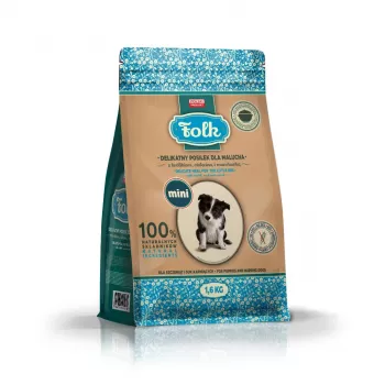 FOLK Junior Small breeds Gentle meal kucēniem ar trusi, teļa gaļu un burkānu - sausā suņu barība - 1,6kg