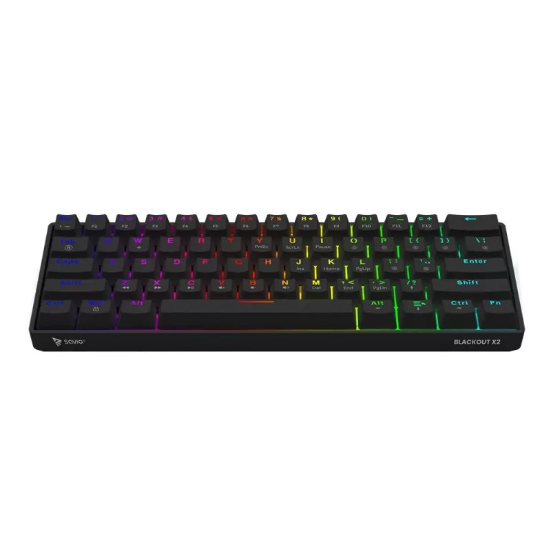 Mehāniskā spēļu tastatūra SAVIO BLACKOUT X2 BRŪNA 61 taustiņš 60% USB QWERTY RGB Outemu Brown