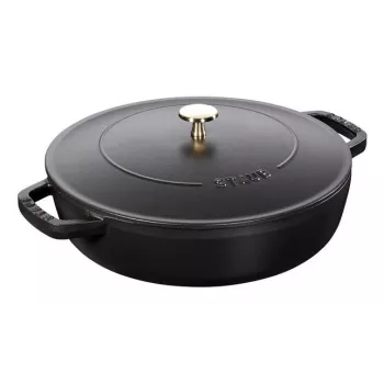 ZWILLING STAUB BRAISERS apaļš sautējamais katls 28 cm, melns, apakšas diametrs 22,2 cm
