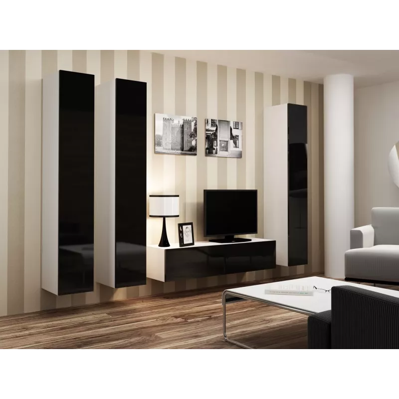 Cama TV statīvs VIGO 140 30/140/40 balts/melns glancēts