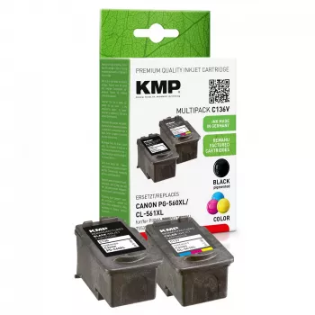 KMP kasetne Canon PG-560XL / CL-561XL 2 komplekts pildīta atjaunota (1581,4005)