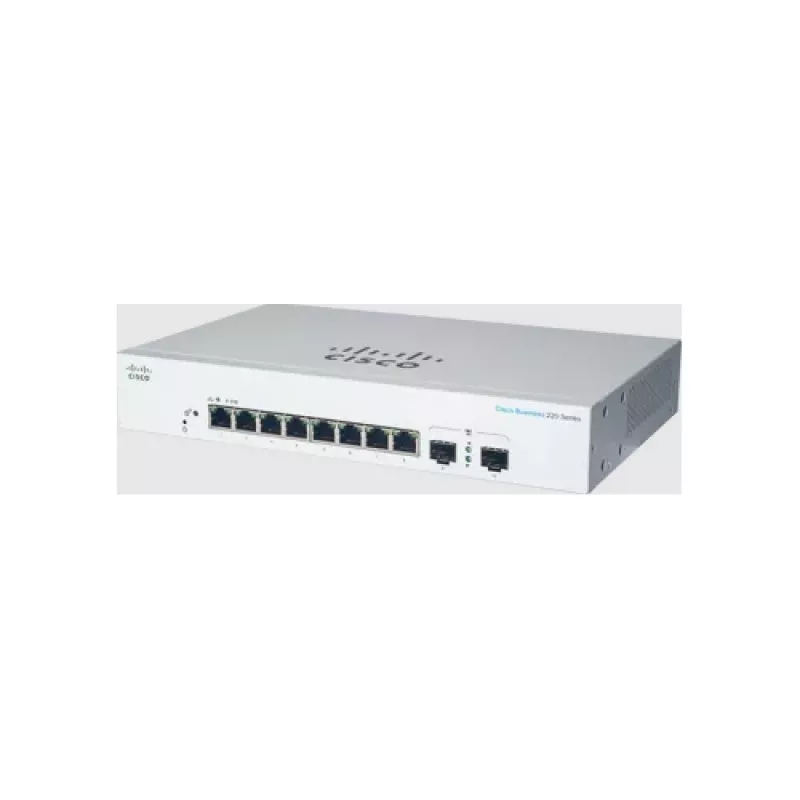 Pārvaldāms L2 Gigabit Ethernet slēdzis Cisco CBS220-8T-E-2G — 8x RJ-45 10/100/1000, 2x SFP, 1U, 20 Gbit/s, 8192 MAC