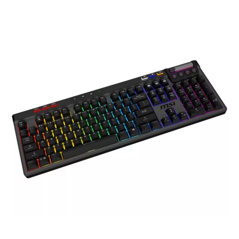 Mehāniskā spēļu tastatūra MSI Strike Pro W Silent US izkārtojums RGB fona apgaismojums, vadu, taustes klusie slēdži