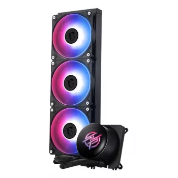 Šķidruma dzesēšanas sistēma MSI MPG CORELIQUID P13 — 120 mm ventilatori, 3 ventilatoru radiators, LGA 1851 atbalsts, melna