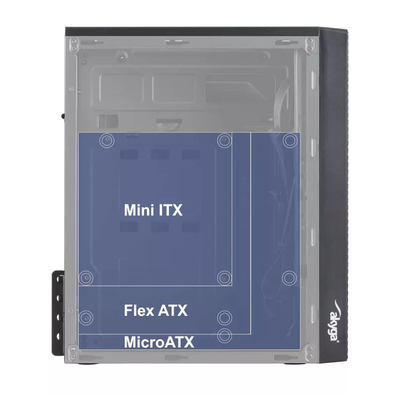 Akyga AK36BK Micro ATX datora korpuss, Micro ATX / Flex ATX / Mini ITX, USB 3.0 + USB 2.0, bez barošanas bloka, melns