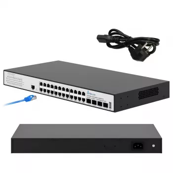 Extralink Hypnos Switch, 24x RJ45 1000Mb/s, 4x SFP+, L3, pārvaldāms