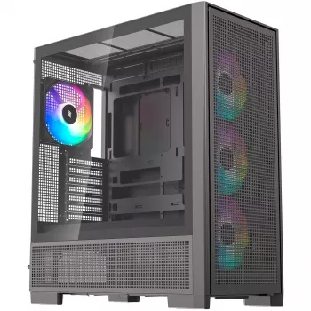 PC korpuss Silentware Air 2000 A-RGB Black — vidējais tornis, rūdīta stikla sānu panelis