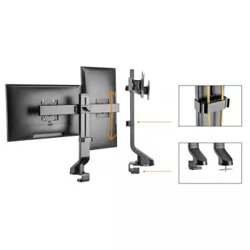 Divu monitoru statīvs MACLEAN MC-854 17–27 collu VESA 75x75 / 100x100, divu roku galda stiprinājums
