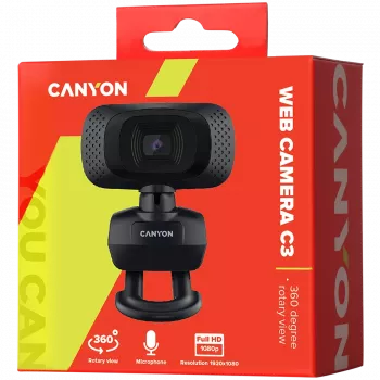 CANYON tīmekļa kamera C3 HD 720p Melna