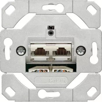 Gira 245200 kontaktligzda — 2×RJ-45 Cat6a, metāla apdare