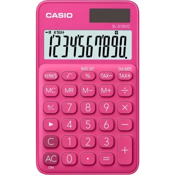 CASIO kalkulators kabatas SL-310UC-RD sarkans, 10 ciparu displejs
