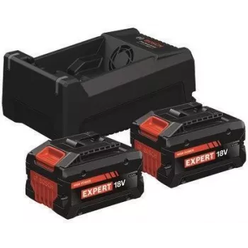 EXPERT Starter-Set 2x EXBA 18V-55 + Dual-Voltage-Charger GAL 12V/18V-80 (melna, 2x litija-jonu akumulators 5,5 Ah, AMPShare Alliance)