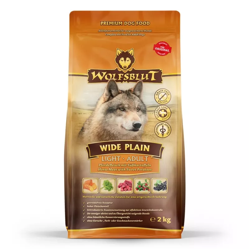 WOLFSBLUT Wide Plain Light Horse ar saldajiem kartupeļiem - sausa suņu barība - 2kg