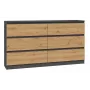 Kumode Top e Shop M6 140 ANT/ART, 6 atvilktnes, Antracīts Ozols, 1380×750×400 mm