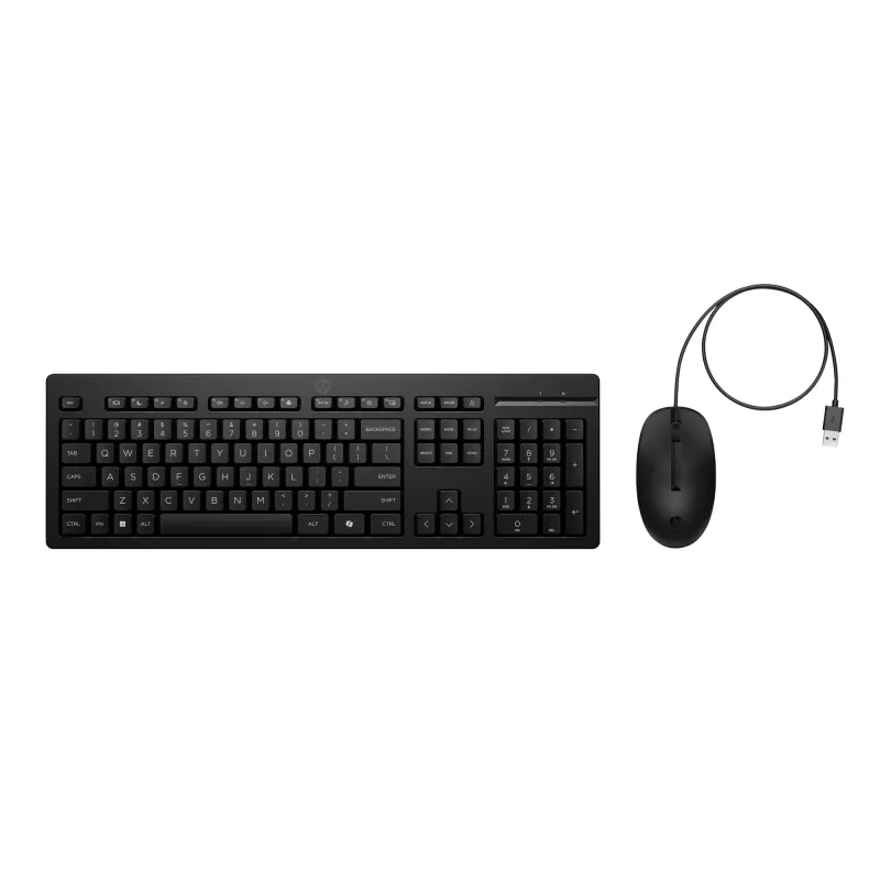 HP 225 G2 USB vadu peles un tastatūras komplekts, Copilot taustiņš, šķidruma izturīgs - Melns - IGAUNU
