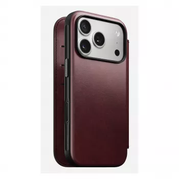 Mobilā telefona maciņš Nomad Modern Leather Folio Apple iPhone 17 Pro, 6,3 collu (16 cm), āda bordo