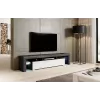 TV statīvs Cama Meble TORO 200 — 2000×350×410 mm, pelēka skaidu plātnes virsma, pelēks/balts spīdums