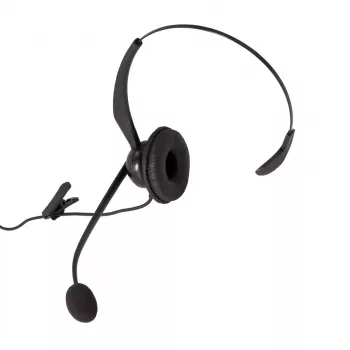 Auerswald COMfortel H-200 austiņas ar mikrofonu un vadu, Quick Disconnect, melnas