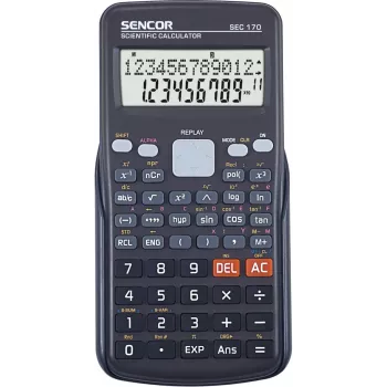 Zinātniskais kalkulators SENCOR SEC 170 — 240 funkcijas, 2 rindu displejs, bateriju darbināms, aizsargvāciņš
