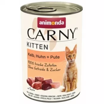 ANIMONDA Carny Kitten Teļa gaļa, vista, tītars – mitrā barība kaķēniem – 400g