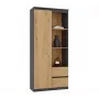 Top e Shop RS-80 BILY biroja grāmatplaukts, antracīta rāmis, ozolkoka durvis, 7 plaukti, 2 atvilktnes, 1800×800×350 mm