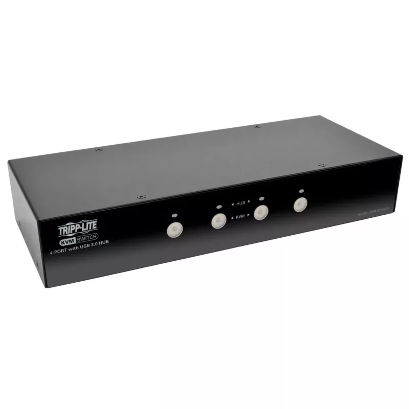 Eaton Tripp Lite 4 portu DisplayPort KVM slēdzis ar audio kabeļiem un USB 3.0 SuperSpeed centrmezglu (B004-DPUA4-K)