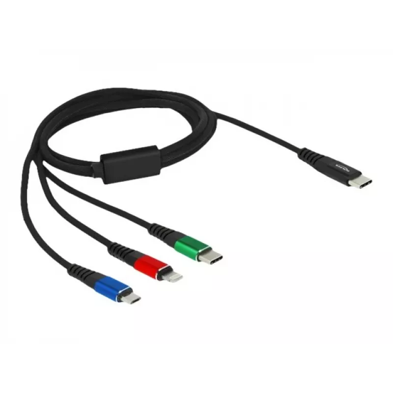DeLOCK USB Lādēšanas Kabelis 3 in 1 USB Type-C uz Lightning Micro USB 1 m