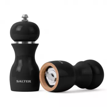 Salter 7613 BKXRA elektriskās sāls un piparu dzirnaviņas, spīdīgi melnas