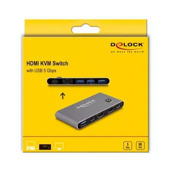 DeLOCK HDMI KVM Slēdzis 8K 60 Hz ar USB 5 Gbps