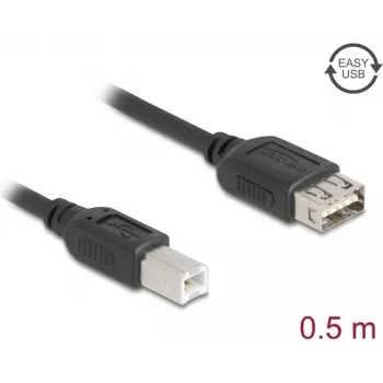 USB 2.0 kabelis DELOCK 81529, USB B uz USB A, 0,5 m, melns