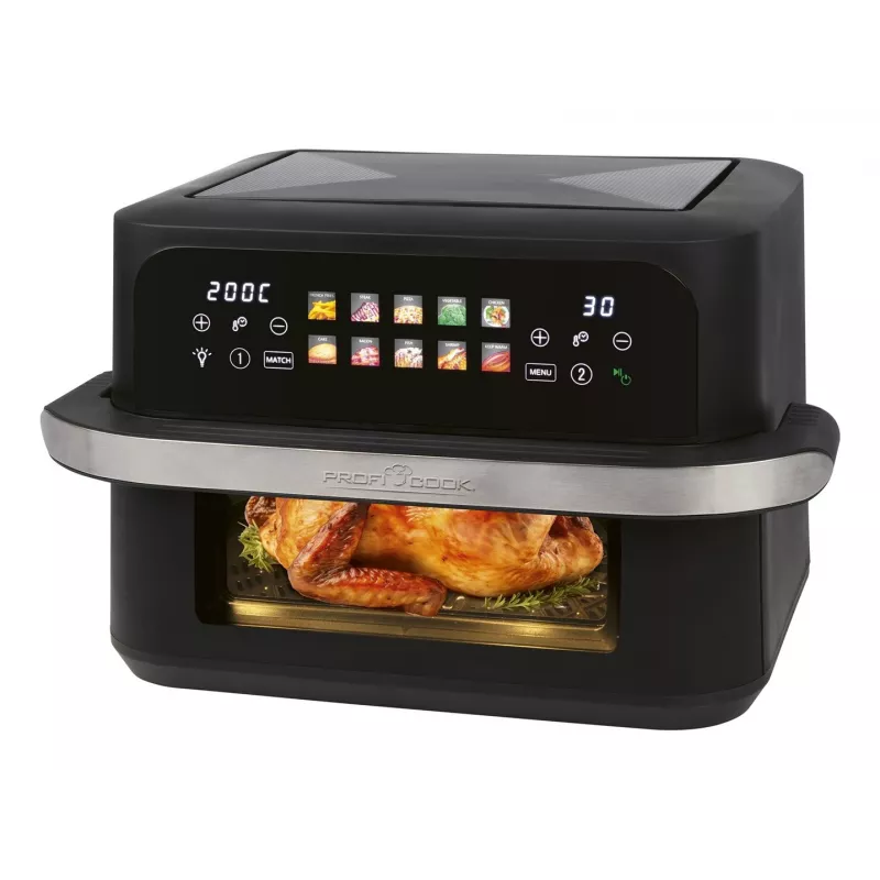 Gaisa fritieris ProfiCook PC-FR 1313 H — 10 L, 2400 W, 10 programmas, skārienjutīga vadība, nerūsējošais tērauds/melns