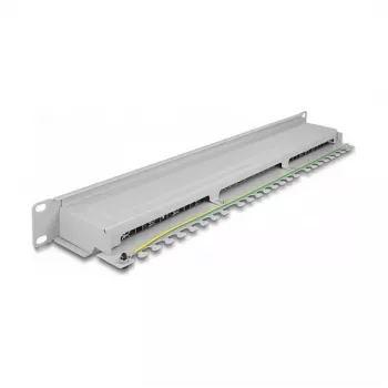 DeLOCK 19 collu Patch Panel 16 portu Cat.6A 1U pelēks metāla rāmis