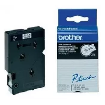 Brother Glancēta laminēta marķēšanas lente - 12mm, Melns/Balts, 10 iepakojumā