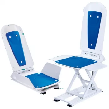 Vannas pacēlājs DIETZ Kanjo ECO PLP004 ar polsterējumu — regulējams augstums, akumulators 14,4 V, max lietotāja svars 140 kg, salokāms, zils