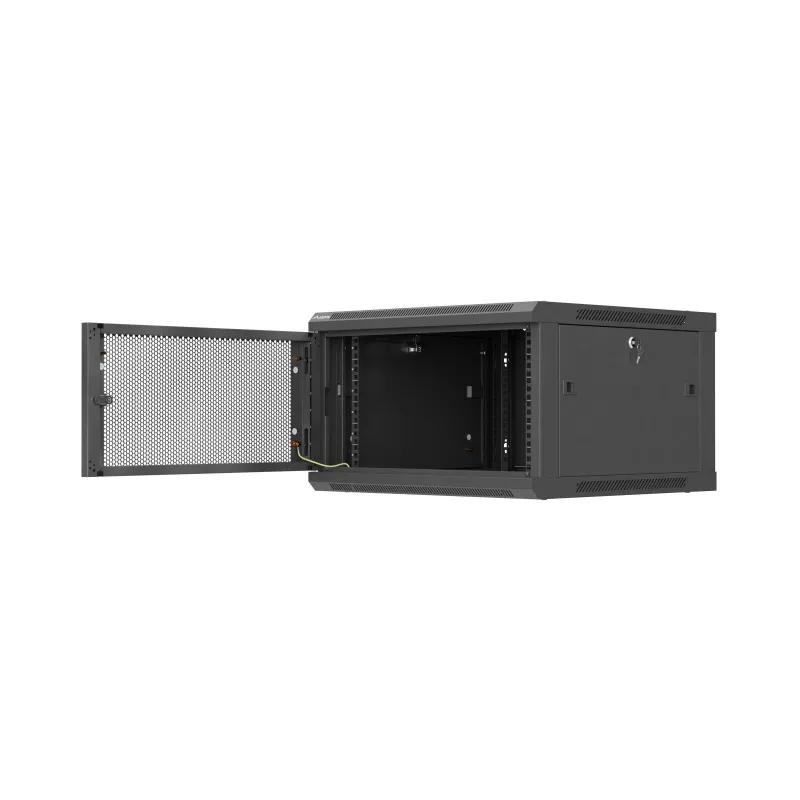 Sienas stiprinājuma 19 inch skapis 6U 600x600 melns