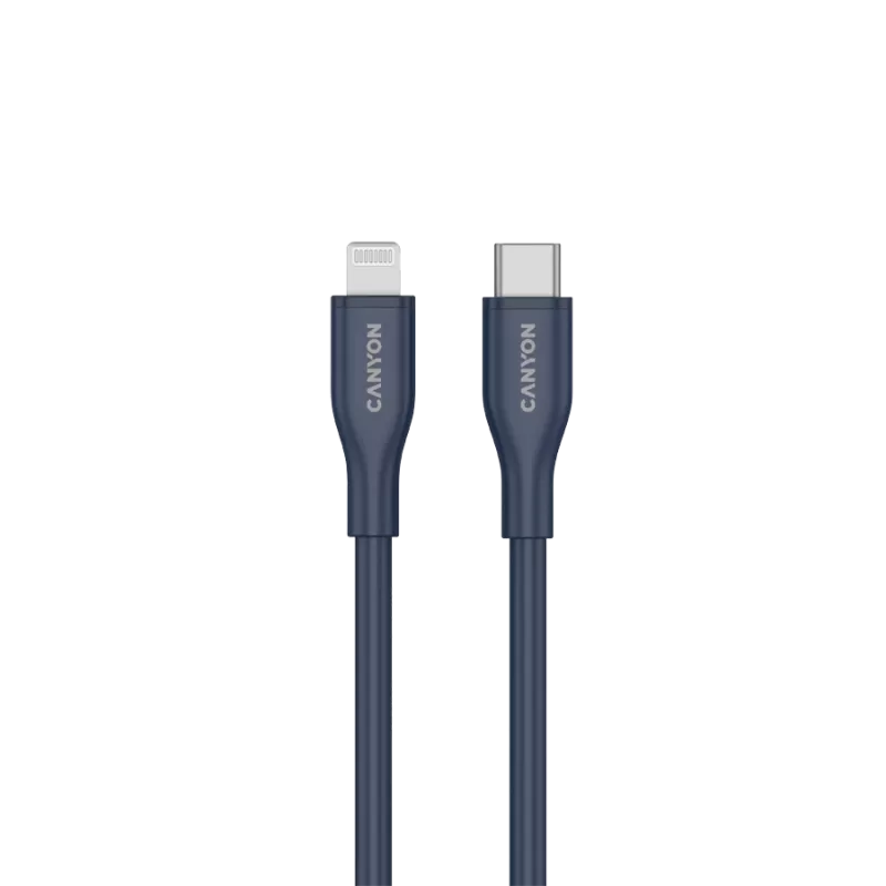 USB-C uz Lightning kabelis CANYON CLNM60 60W MFi 1 m silikona zils