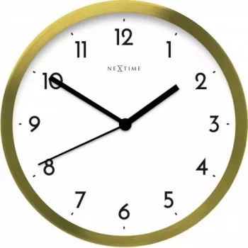 NeXtime klok 2523gw Arābu cipari, Ø44 cm, sienas pulkstenis, Zelts/Balts