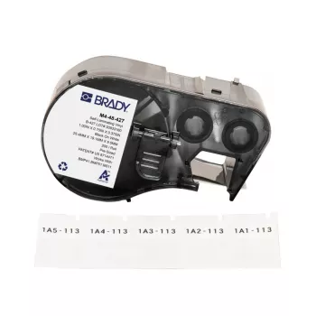 Brady M4-48-427 pašlaminējošs vinila marķējums, Balts/Caurspīdīgs, 19.05 x 9.53(25.40) mm, pastāvīgs, kabeļa diametram 2.70 - 5.10 mm (200 gab.)