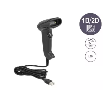 Rokas svītrkodu skeneris DeLOCK USB 1D 2D Vācu versija