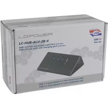 LC Power LC-HUB-ALU-2B-4 USB 3.0 Hubs ar 4 portiem (3+1 uzlāde)